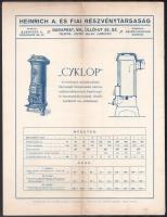 1930 Bp. VIII., Heinrich A. és Fiai Részvénytársaság árjegyzéke, illusztrált, pl. Kalor kályha, hajt...