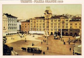 Olaszország: Trieszt piactere 1910.-ben, reprodukció (használt)