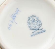 Herendi porcelán rózsás bonboniere, kézzel festett, jelzett, hibátlan, m: 9 cm