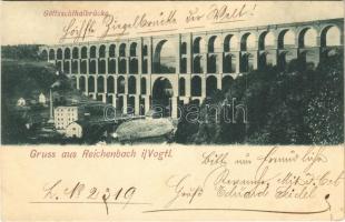 1898 Reichenbach im Vogtland, Göltzschtalbrücke / railway bridge, mill, factory