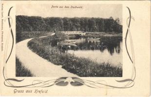 Krefeld, Partie aus dem Stadtwald / park, rowing boats. Art Nouveau