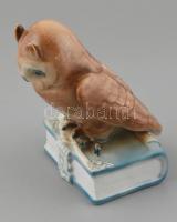 Zsolnay porcelán bagoly, kézzel festett, jelzett, hibátlan, m: 16 cm