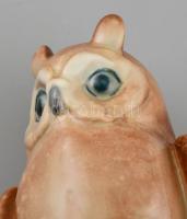 Zsolnay porcelán bagoly, kézzel festett, jelzett, hibátlan, m: 16 cm