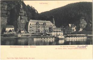 Hrensko, Herrnskretschen; Hotel Herrnhaus. An Bord des Dampfers 