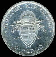 1938. 5P Ag "Szt.István" T:2