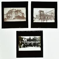 cca 1926 Fiume fotók, 10 üvegdia, benne: torpedógyár, épülő tengeralattjáró, épülő hajó, halcsarnok,...