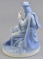 Zsolnay juhász és kutyája, kézzel festett, jelzett, hibátlan, m: 23 cm