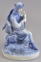 Zsolnay juhász és kutyája, kézzel festett, jelzett, hibátlan, m: 23 cm