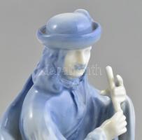 Zsolnay juhász és kutyája, kézzel festett, jelzett, hibátlan, m: 23 cm