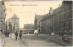 1922 Regensburg, Domplatz mit Königl. Postamt / square, cathedral, post office, tram (EK)