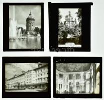 cca 1920 Mannheim várost ábrázoló üvegdiák, 10 db, feliratozottak, közte kopott, 10x8 cm