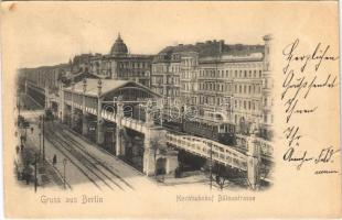 1905 Berlin, Hochbahnhof Bülowstrasse / railway station, elevated railway, train, tram (EK)