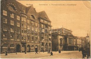 1923 Hamburg, Dammtorstr. m. Oberschulbehörde u. Stadttheater / street view, high school board, theatre (EB)