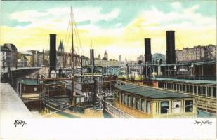 Köln, Cologne; Hafen / port, steamships. Heliocolorkarte von Ottmar Zieher 4644. (from postcard booklet)