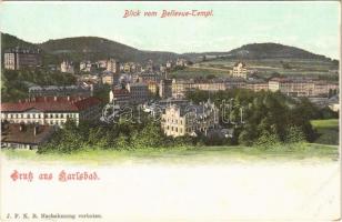 Karlovy Vary, Karlsbad; Blick vom Bellevue-Templ. / general view