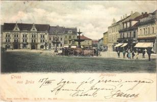 1900 Most, Brüx; Marktplatz / marketplace, shops, town hall, hotel (EK)