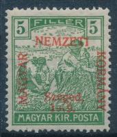 1919 Arató 5f hiányos felülnyomással. Signed: Bodor