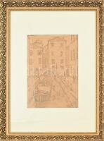 Gyelmis Lukács János (1899-1979): Velence, Rio delle Eremite, 1964. Tus, papír, jelzett. Dekoratív ü...