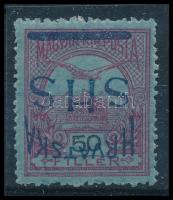 1918 Turul 50f fordított felülnyomással / inverted overprint. Signed: Bodor