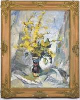 Iván Szilárd (1912-1988): Csendélet. Olaj, vászon, jelzett. Dekoratívm sérült blondel keretben, 80×6...