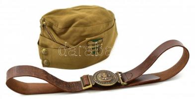 Háború előtti cserkész tiszti tábori sapka és derékszíj / Pre-war boy scout officer hat and belt.
