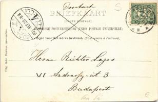 1901 Amsterdam, Heerengracht bij de Laidschegracht. Uitg. Gebr. Douwes / street. Art Nouveau litho