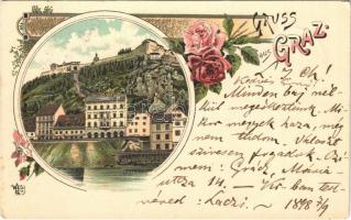 1898 (Vorläufer) Graz. Ottmar Zieher Art Nouveau, floral, litho (EK)