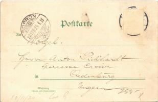 1898 (Vorläufer) Leipzig, Lipcse; Concethaus, Gewerbeschule, Reichsgericht, Königl. Universitäts Bib...