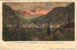 Bolzano, Bozen-Gries (Südtirol); Rosengarten / Catinaccio. No. 217. Verlag d. Künstlers litho s: M. Reisch (EK)