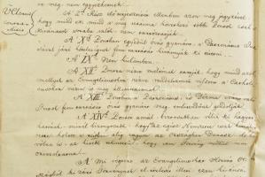 cca 1833 Országgyűlési jegyzőkönyv részlete, benne a Főrendiház vallási ügyekről szóló vitával, benn...