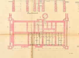 cca 1910 Aufnahmsgebäude für die Station Orlau (Orlová), tervrajz, szakadással, 49×100 cm