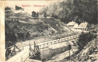 1910 Ojtoz, Ojtoztelep, Oituz; Rákóczi vár az Ajtozi úton, híd. Turóczy László kiadása / Cetatea Rákóczi / castle, bridge