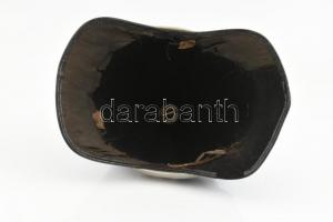 cca 1930 Lovasrendőr Zrinyi sisak, bőr-fém, fém címeres jelvénnyel, oldalán egy-egy db fém magyar ko...