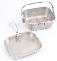 cca 1934-35 1934 M magyar evőcsésze (csajka), fém és 1935 M fém kulacs pohárral, parafa dugóval, kul...