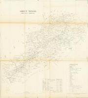 cca 1857-1859 Comitat Trencsin (Trencsény vármegye) térképe, vászontérkép, ceruzás aláhúzásokkal, 44×39 cm