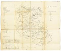 cca 1857-1859 Zipser Comitat (Szepes vármegye) térképe, vászontérkép, ceruzás aláhúzásokkal, 46×38 cm