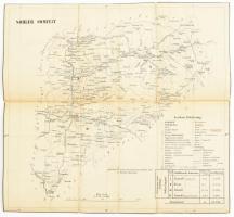 cca 1857-1859 Sohler Comitat (Zólyom vármegye) térképe, vászontérkép, ceruzás aláhúzásokkal, 32,5×31,5 cm