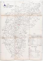 cca 1857-1859 Unter Neutraer-Comitat ( Alsó-Nyitra vármegye) térképe, vászontérkép, ceruzás aláhúzásokkal, tintafolttal, 45×32 cm