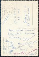 1965 Budapest Honvéd kosárlabda csapatának hazaküldött képeslapja aláírásokkal