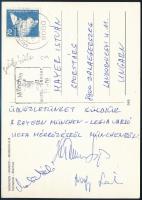 Bayern München-Legia Varsó UEFA mérkőzésről bírók által hazaküldött képeslap, aláírásokkal