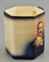 cca 1914-18 Emlék I. Világháborús porcelán bögre, matricás II. Vilmos német császár portréjával (kit...