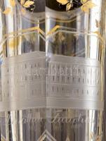 Antik Balatonfüredi talpas emlék pohár a vendéglő, kút, Horvátház és a Fürdőház képeivel és felirata...