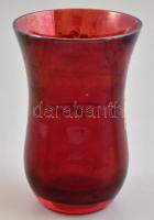 Antik, XIX. sz. vörös emlék pohár arany színű historizáló dekorral, "Emlékül" felirattal. ...