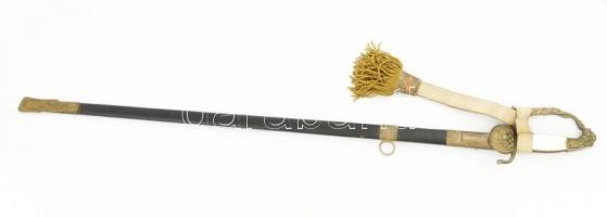 1876M  k.k. tisztviselő kard, bőr és réz hüvellyel, kardbojttal, javított. Gyöngyház berakásos marko...