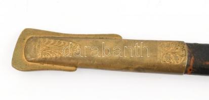 1876M  k.k. tisztviselő kard, bőr és réz hüvellyel, kardbojttal, javított. Gyöngyház berakásos marko...