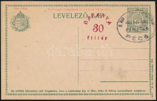 Baranya II. 1919 Használatlan 30f/5f díjjegyes levelezőlap (12.000) / PS-cover card, unused. Signed: Bodor
