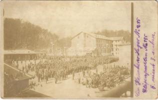 1918 Heimkehr-Lager No. 215. Etappenpostamt No. 185. Lesienice / WWI Austro-Hungarian K.u.K. military, repatriation camp in Lysynychi (Lviv, Lwów, Lemberg) photo + K.u.K. Heimkehrlager Lesienice (fl)