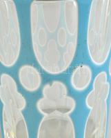 Antik, 2 db XIX. sz. fűszertartó üveg edény ezüst (Ag) tetővel, jelzés nélkül és egy ezüst kanállal,...