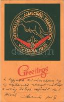 1935 Victoria, Australian Jamboree Frankston. Greetings! Scout postcard / Ausztrál Cserkész Jamboree + So. Stpl (EK)