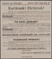 1919 Kartársak! Elvtársak! Nézzétek meg a Vasutas Szövetség lapjában megjelent fizetési javaslatok táblázatát hirdetmény, hajtott